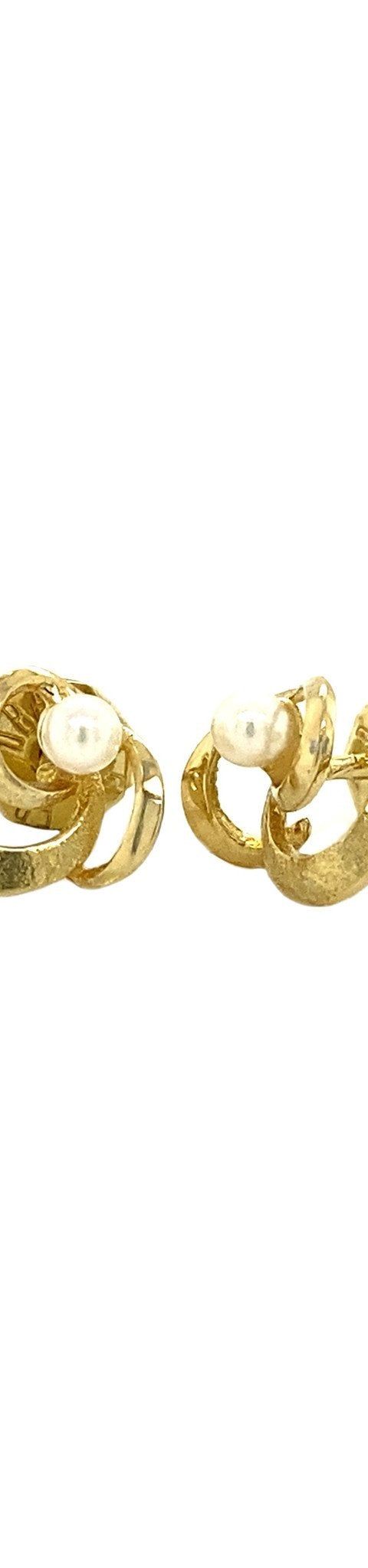 Vintage 14K Gold Stud Earrings with Pearl